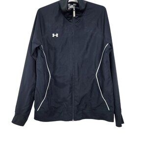 Under Armour Womens Windbreaker Black Full-Zip Jacket Size S Loose Fit Light